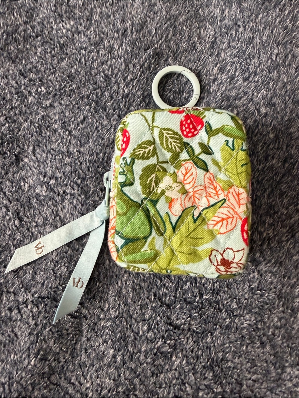 Vera Bradley Large Essential Earbud Bag Charm in Frogberry Garden Blue